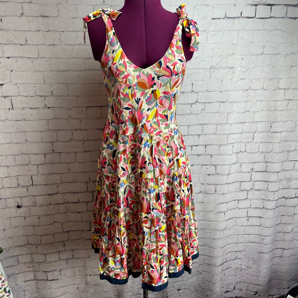 THML size small tie strap colorful floral print sun dress